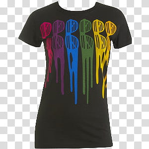 women's black and multicolored crew-neck t-shirt transparent background PNG clipart