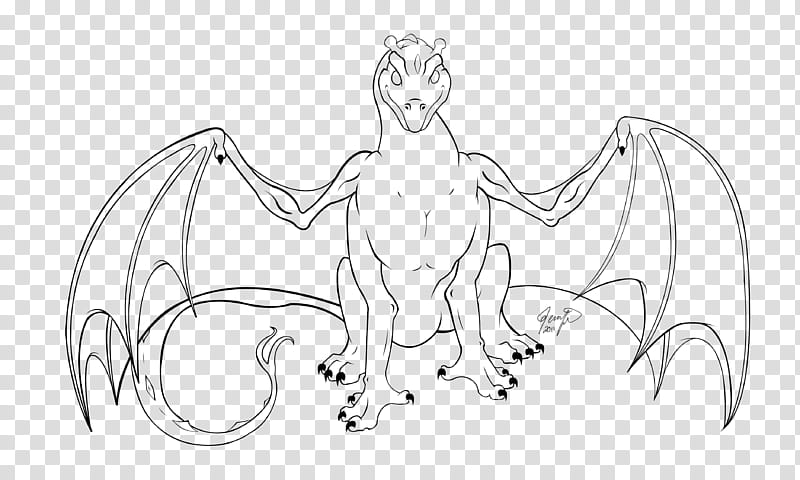 Lineart Front View Dragon, dragon illustration transparent background PNG clipart