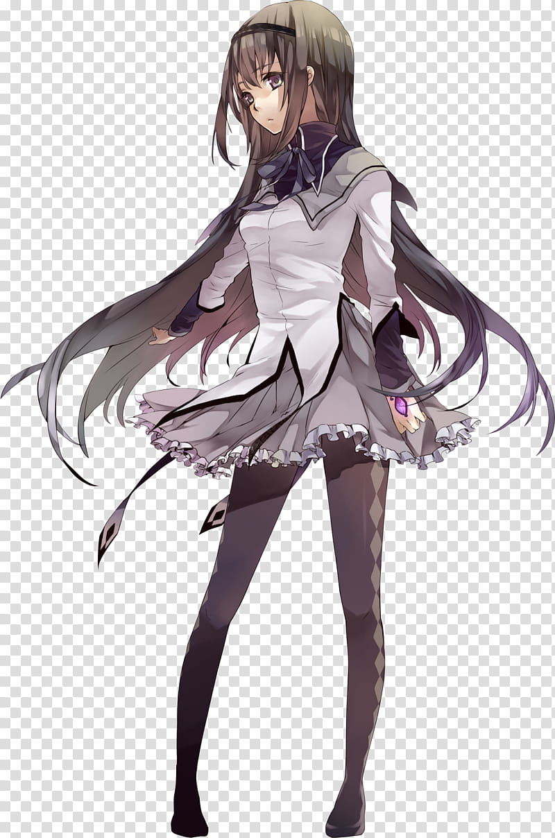 Akemi Homura, girl in white dress anime character transparent background PNG clipart