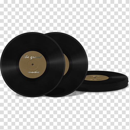 Classic Vinyl Record s, black-and-brown vinyl records on surface transparent background PNG clipart