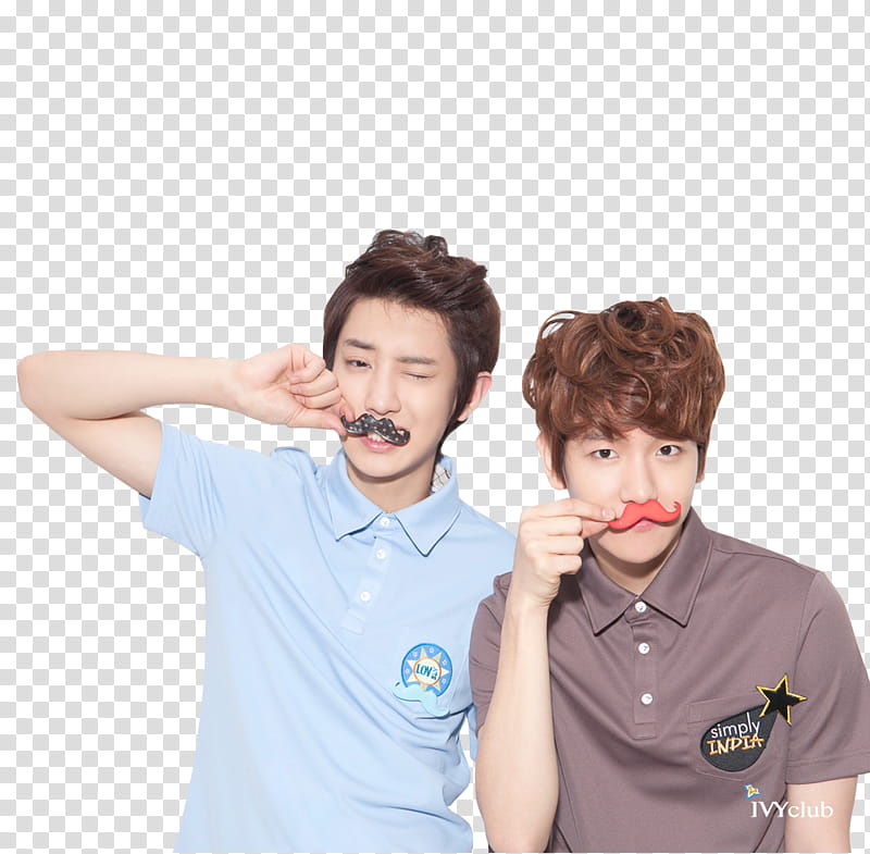 EXO Beagle Line, two men holding their mustaches transparent background PNG clipart