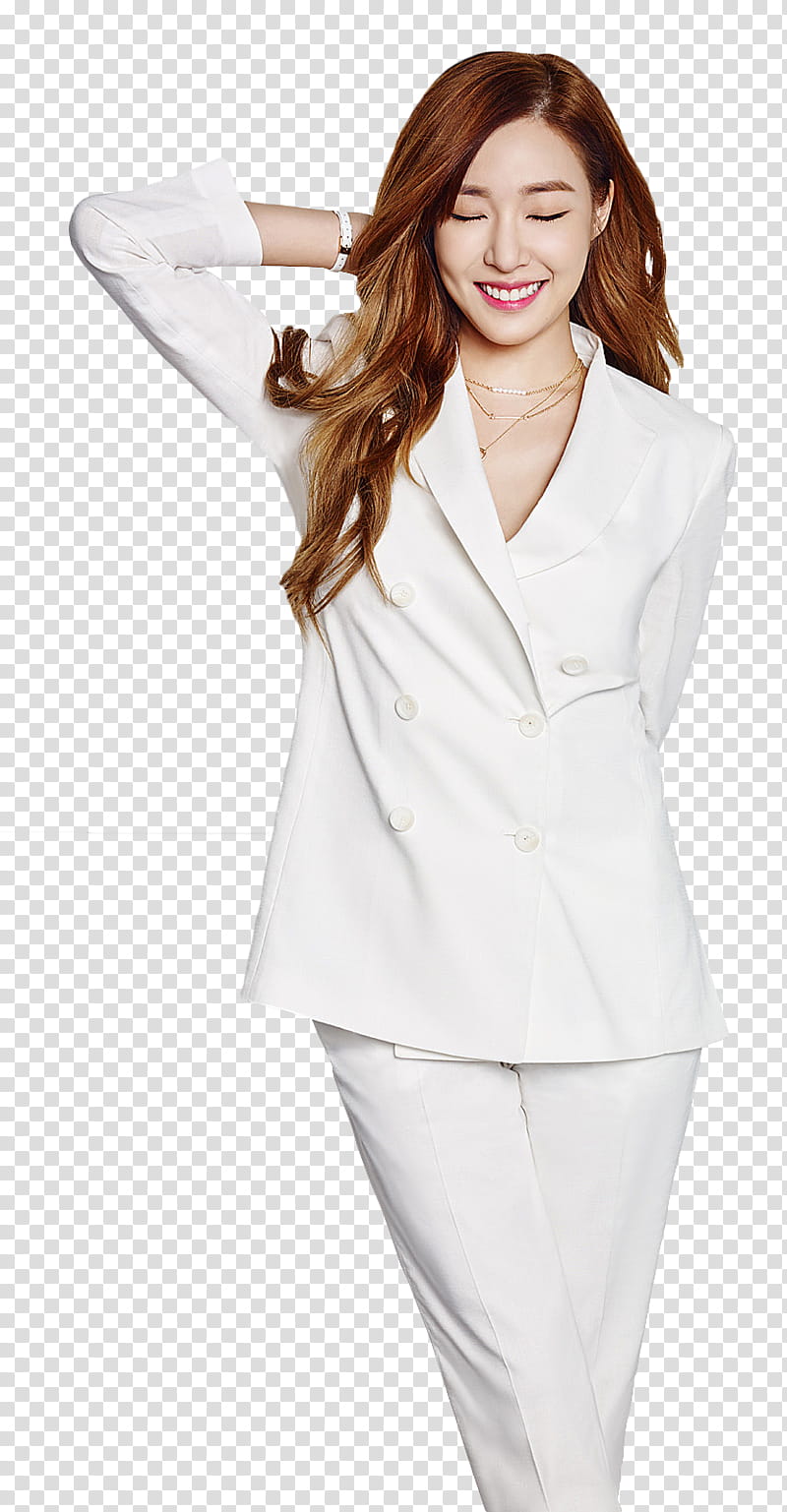 Tiffany MIXXO , standing woman wearing white double-breasted coat transparent background PNG clipart