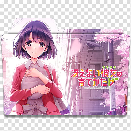 Anime Icon , Saenai Heroine no Sodatekata ♭ v, female anime character file folder icon transparent background PNG clipart