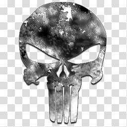 The Punisher logo iCons, Black & Weathered_x, skull transparent background PNG clipart