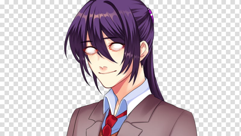 DDLC R All Character Sprites FREE TO USE, purple-haired male anime character illustration transparent background PNG clipart