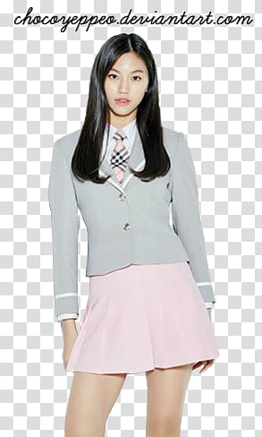 woman wearing gray blazer and pink skirt standing transparent background PNG clipart