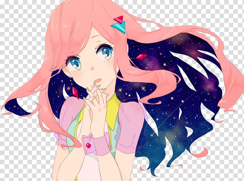 Kawaii Girl Render, pink and blue female anime character transparent background PNG clipart
