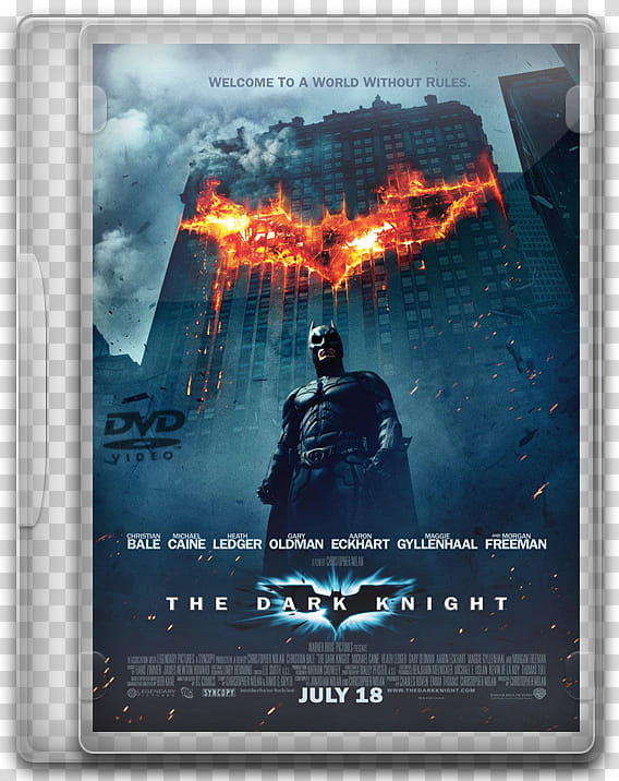 DVD movies icon, the dark knight, batman The Dark Knight DVD case transparent background PNG clipart