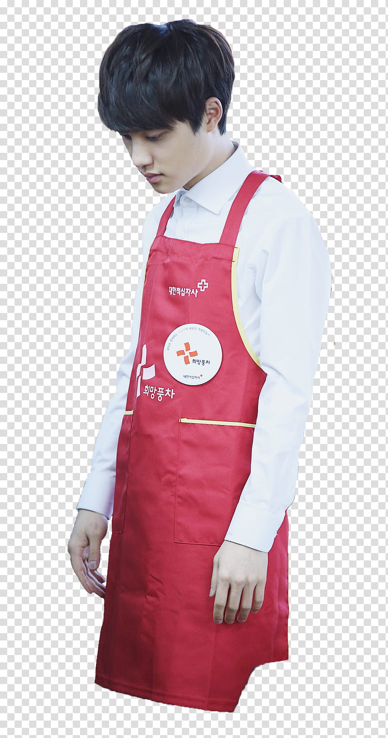 EXO MEGA, man wearing red apron transparent background PNG clipart