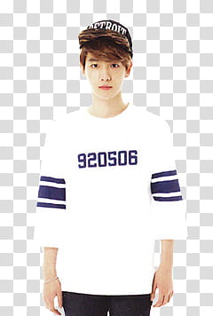EXO STARDIUM, standing man wearing black and blue crew-neck elbow-sleeved sirt transparent background PNG clipart