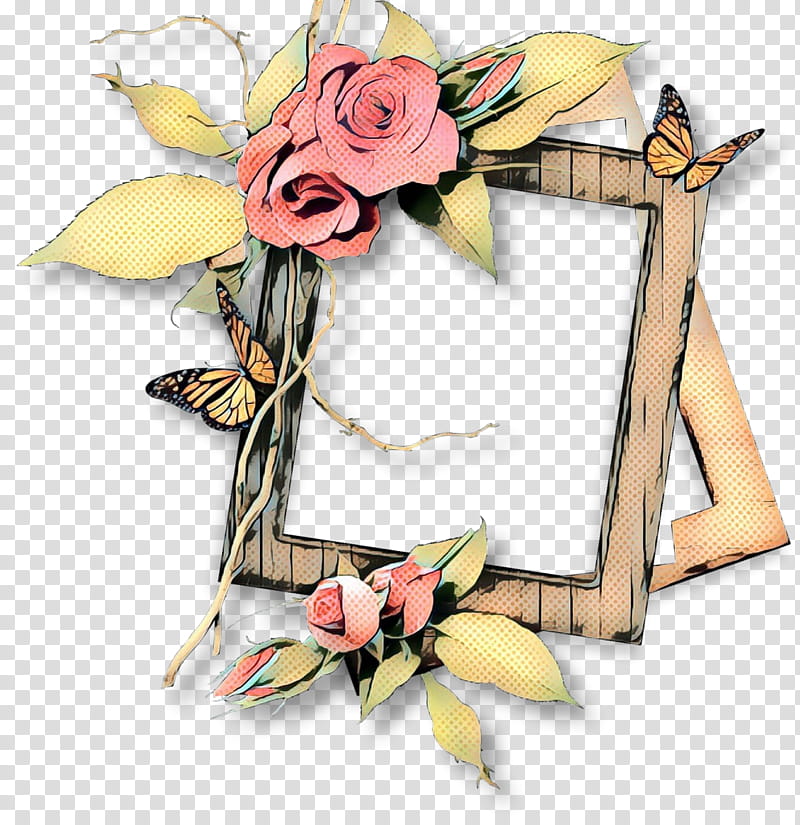 pop art retro vintage, Floral Design, Cut Flowers, Flower Bouquet, Rose Family, Frames, Yellow, Petal transparent background PNG clipart