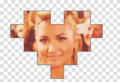 Demi Lovato, of woman in pixelated heart shape transparent background PNG clipart