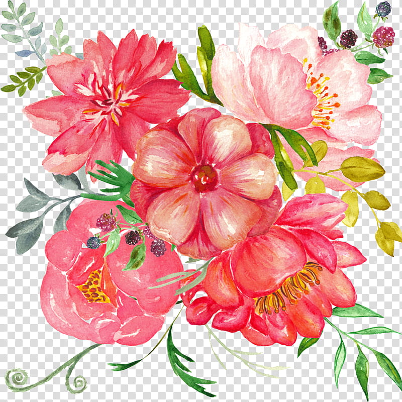 Bouquet Of Flowers Drawing, Watercolor Painting, Floral Design, Rose, Chinese Painting, Oil Paint, Pink, Plant transparent background PNG clipart