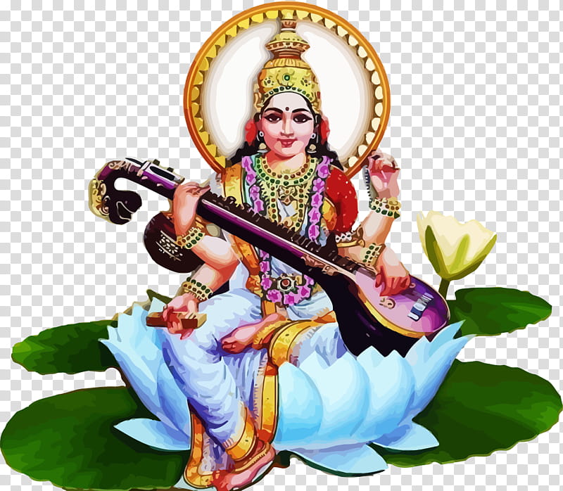 Vasant Panchami Basant Panchami Saraswati Puja, Veena, Saraswati Veena, Indian Musical Instruments, Guru, Statue, Sitting transparent background PNG clipart