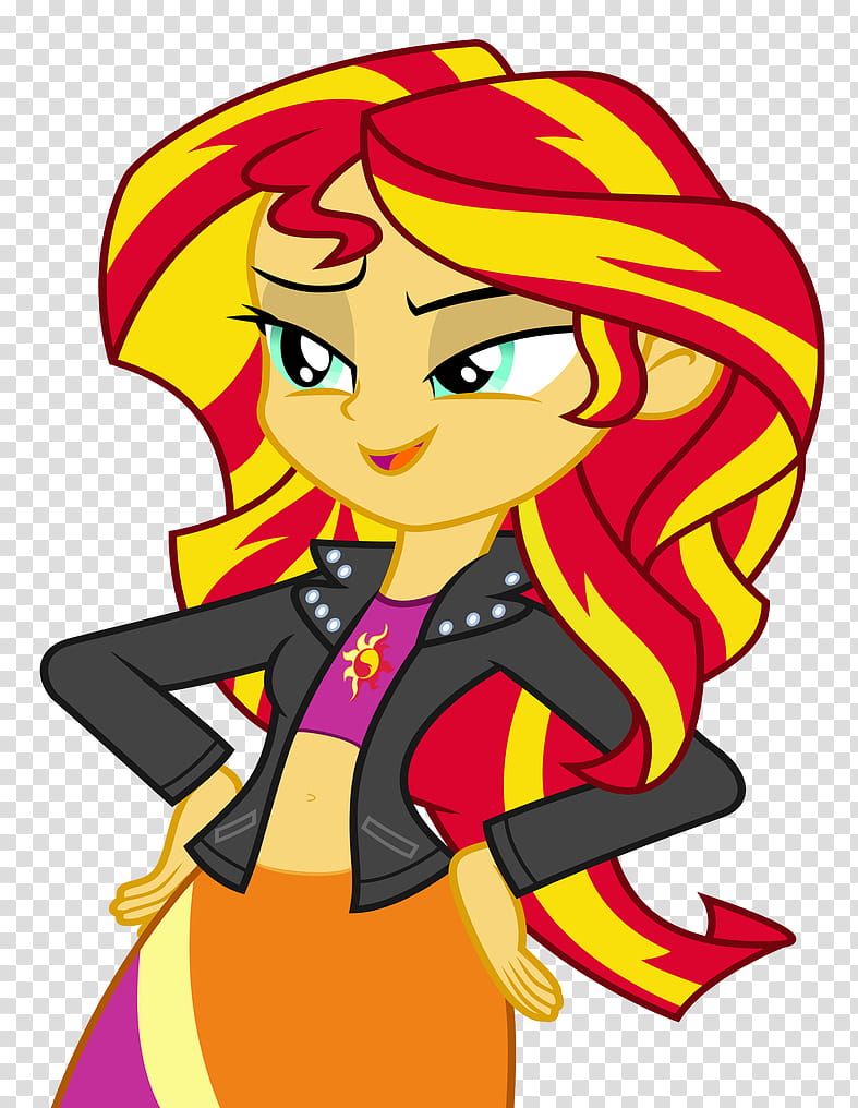 Sunset Midriff , yellow and red haired female cartoon character ...