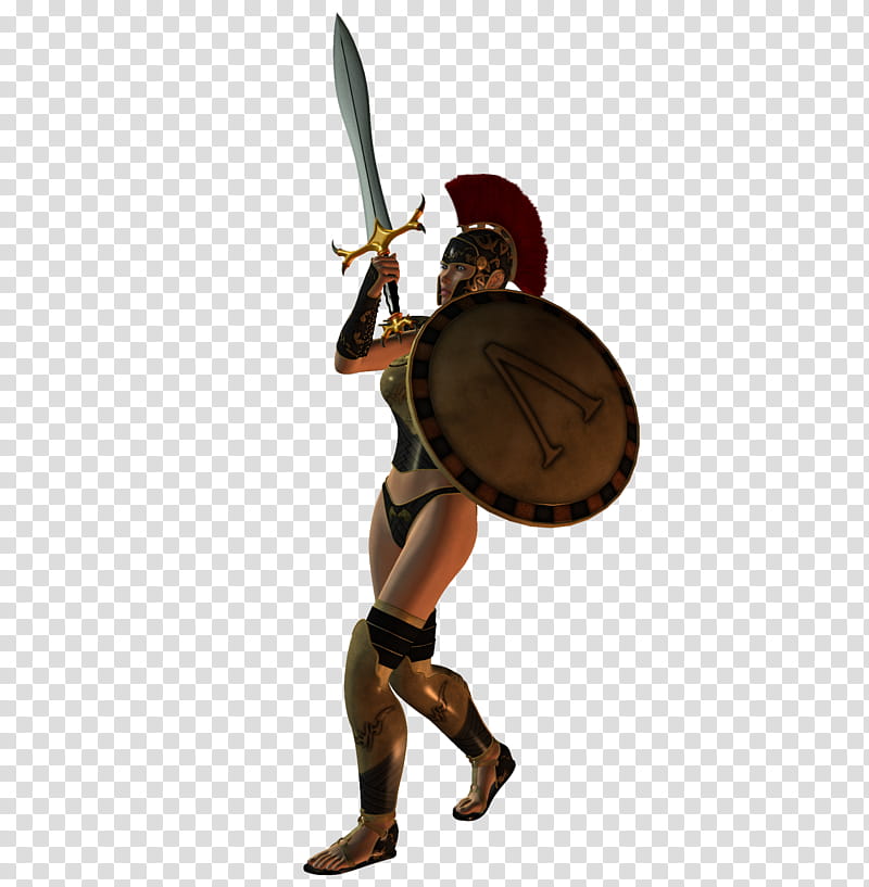 Spartana Female Warrior , standing woman with shield and sword illustration transparent background PNG clipart