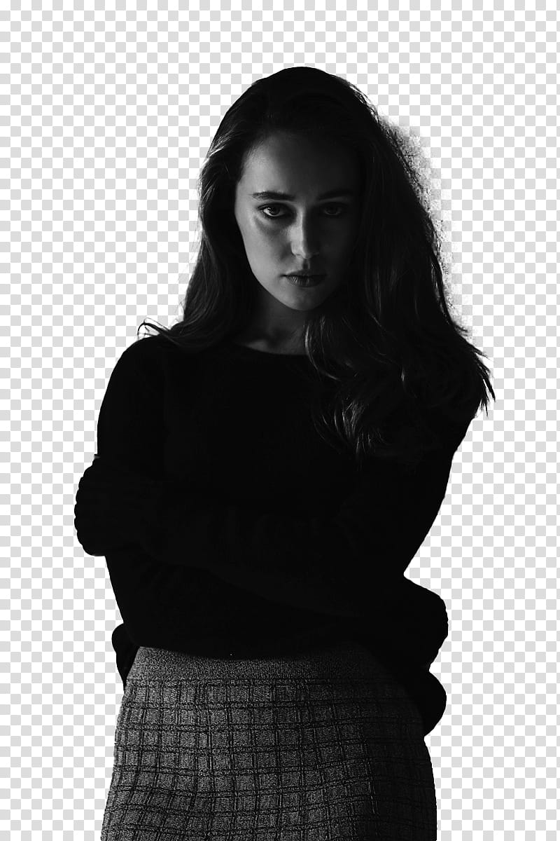 ALYCIA DEBNAM CAREY, grayscale graphy of wearing sweater transparent background PNG clipart