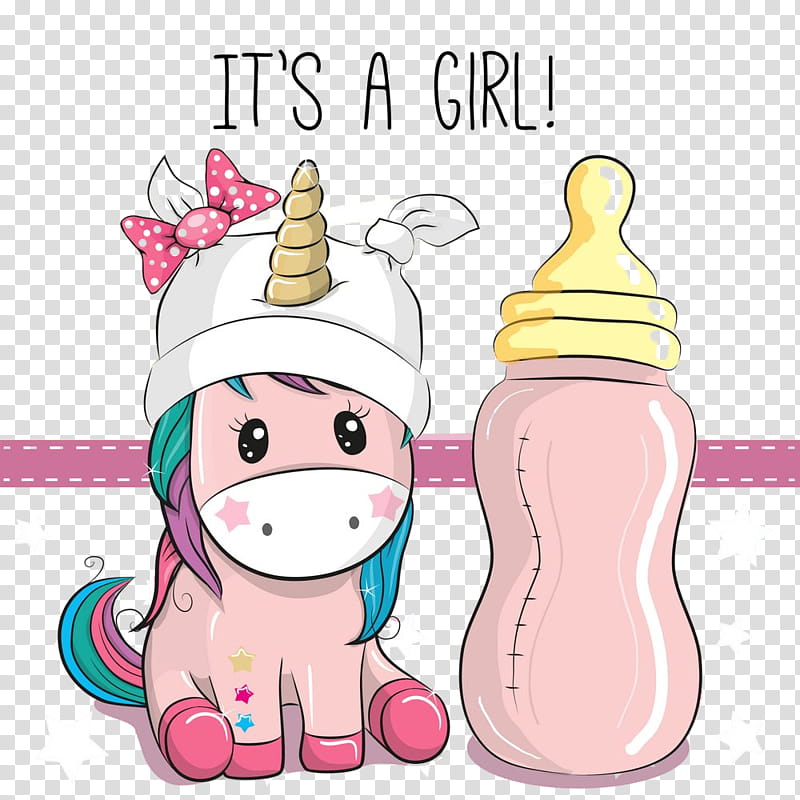 Baby bottle, Cartoon Unicorn, Cute Unicorn, Baby Unicorn, Pink, Water Bottle, Drinkware, Baby Products, Tableware transparent background PNG clipart