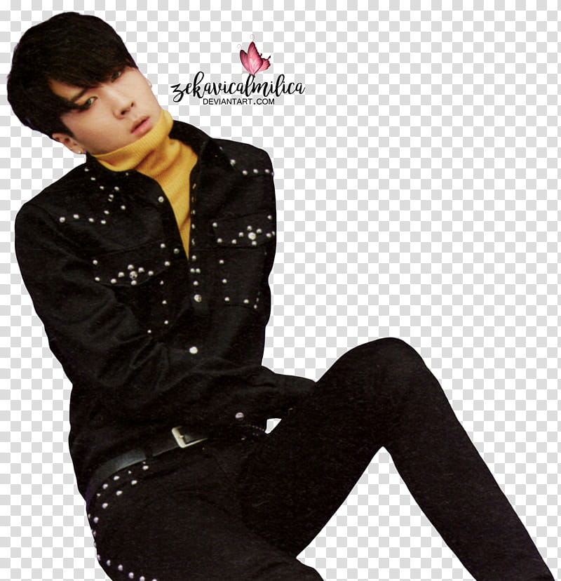 VIXX Ravi Zelos, man sitting and leaning backwards transparent background PNG clipart