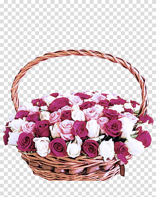 Rose, Pink, Basket, Flower, Flower Girl Basket, Cut Flowers, Petal, Plant transparent background PNG clipart