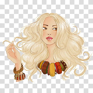 girls s, blonde-haired girl wearing necklace illustration transparent background PNG clipart