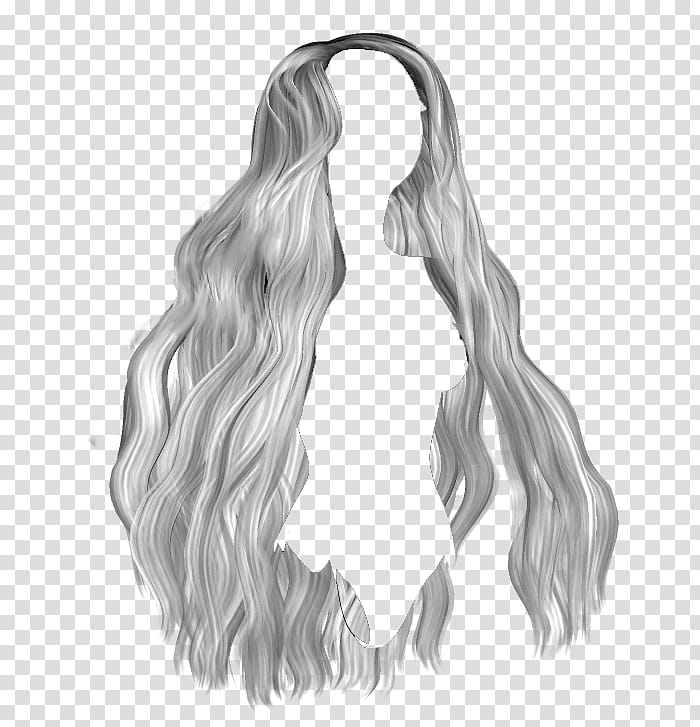 Long wavy hair , white wig transparent background PNG clipart