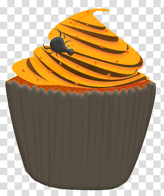 Super halloween parte , gray and orange cupcake art transparent background PNG clipart