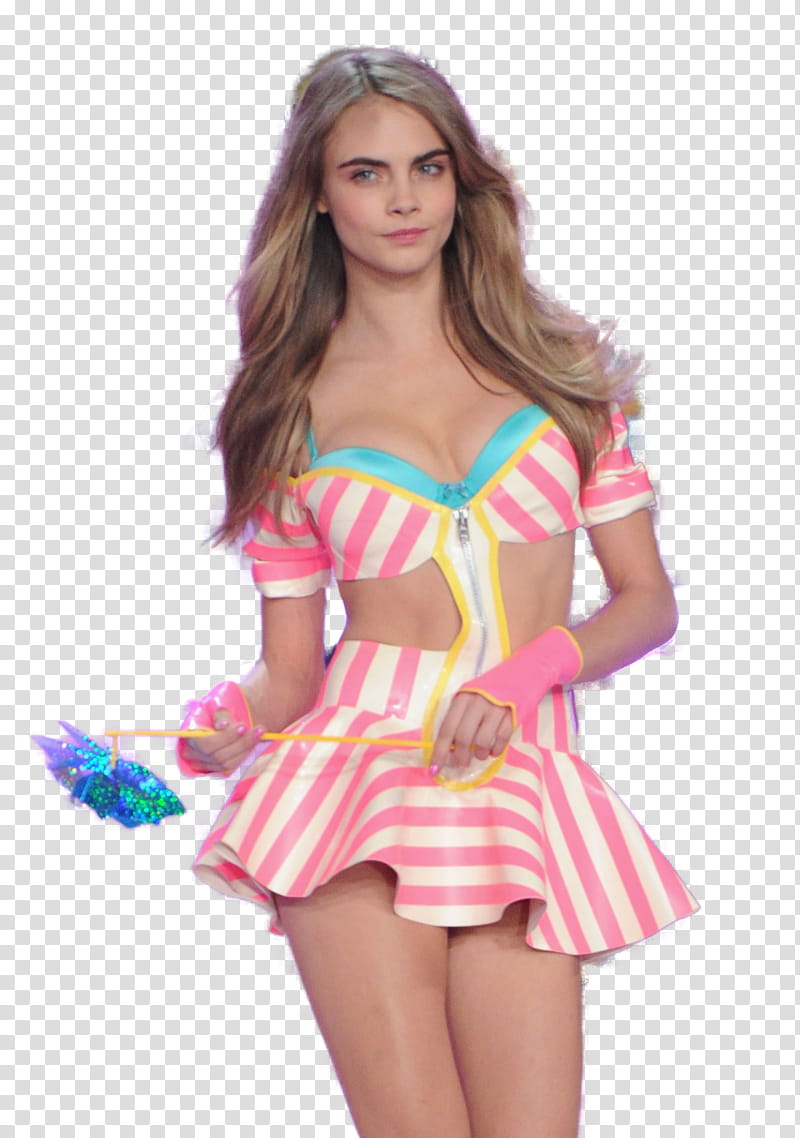 Cara Delevingne , women's white and pink skirt transparent background PNG clipart