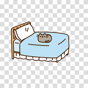 Pusheen cat, cat on bed illustrated transparent background PNG clipart