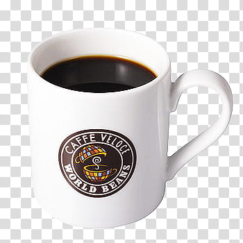 white Cafe Veloce mug transparent background PNG clipart