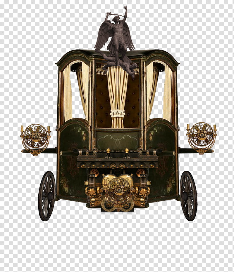 Steampunk Carivan, green and brown vehicle transparent background PNG clipart