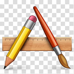 Applications, pencil, ruler, and paint brush transparent background PNG clipart