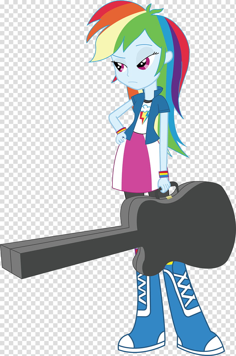 Rainbow Dash is not impressed, girl holding guitar case illustration transparent background PNG clipart