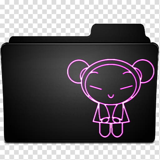 Pucca Neon Folders, black Pucca-printed folder transparent background PNG clipart