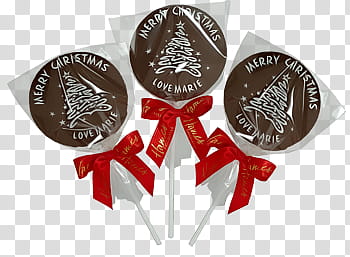 CHRISTMAS MEGA, three Merry Christmas chocolate lollipops transparent background PNG clipart