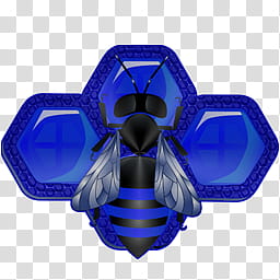 Android Honeycomb logo, blue and black bee Android illustration transparent background PNG clipart