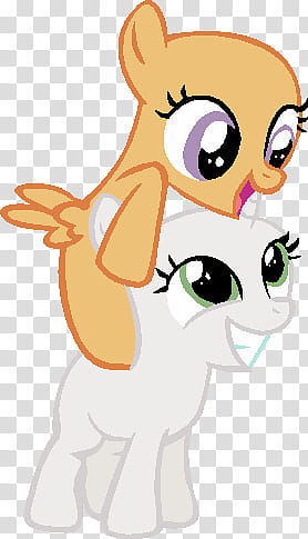 FiM Base Filly Hug, brown and white pony illustration transparent background PNG clipart