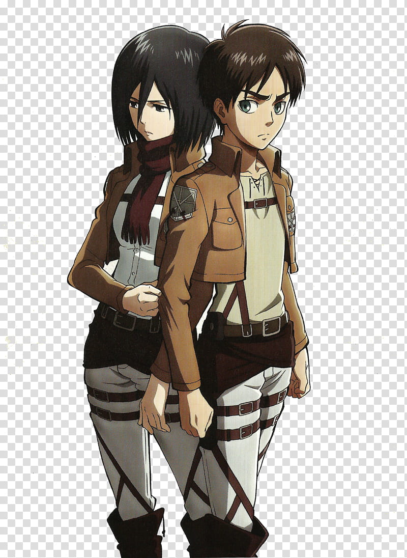 Shingeki no Kyojin, Eren and Mikasa transparent background PNG clipart