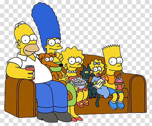 Simpsons family sitting on couch illustration transparent background PNG clipart