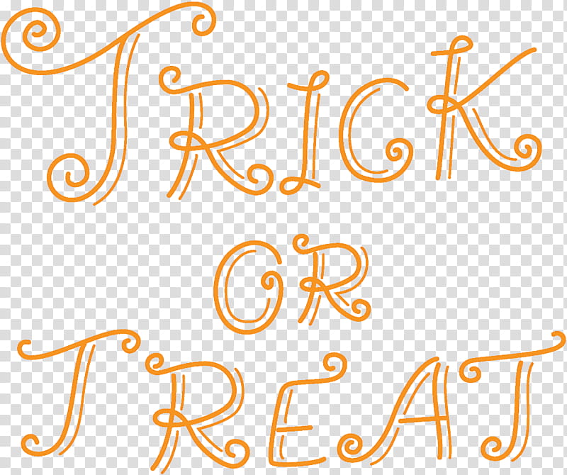 Trick or Treat halloween, Halloween , Text, Yellow, Orange, Line transparent background PNG clipart