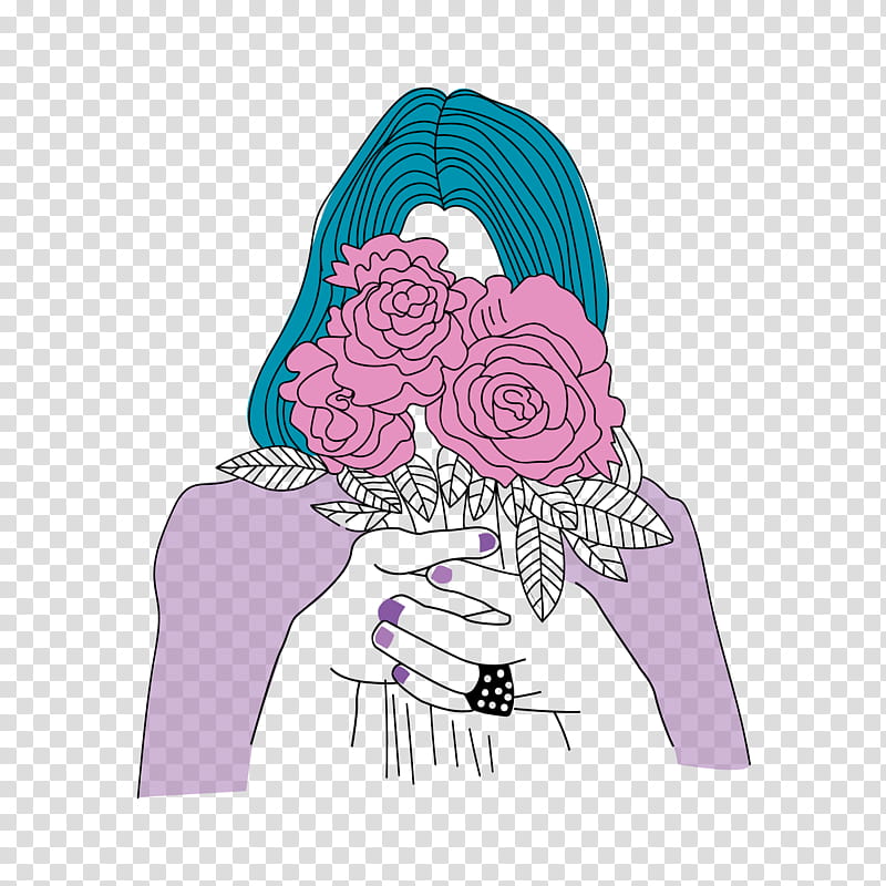 Pink Flower, Drawing, Art, Girl, Pastel, Digital Art, Artist, Kawaii transparent background PNG clipart