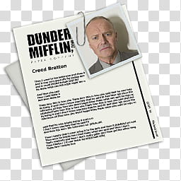 The Office Collection, Dunder Miffin Creed Bratton poster transparent background PNG clipart