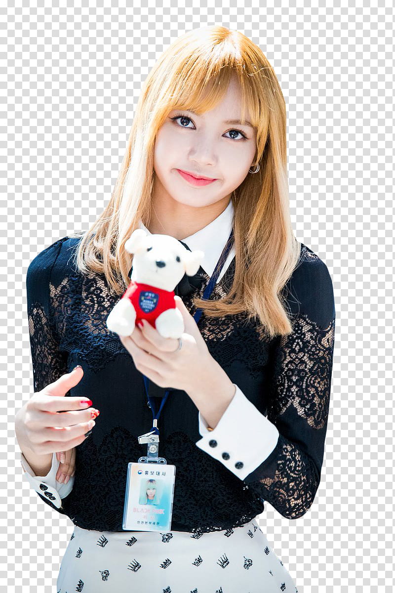 Lisa BLACKPINK, woman smiling and holding dog toy transparent background PNG clipart