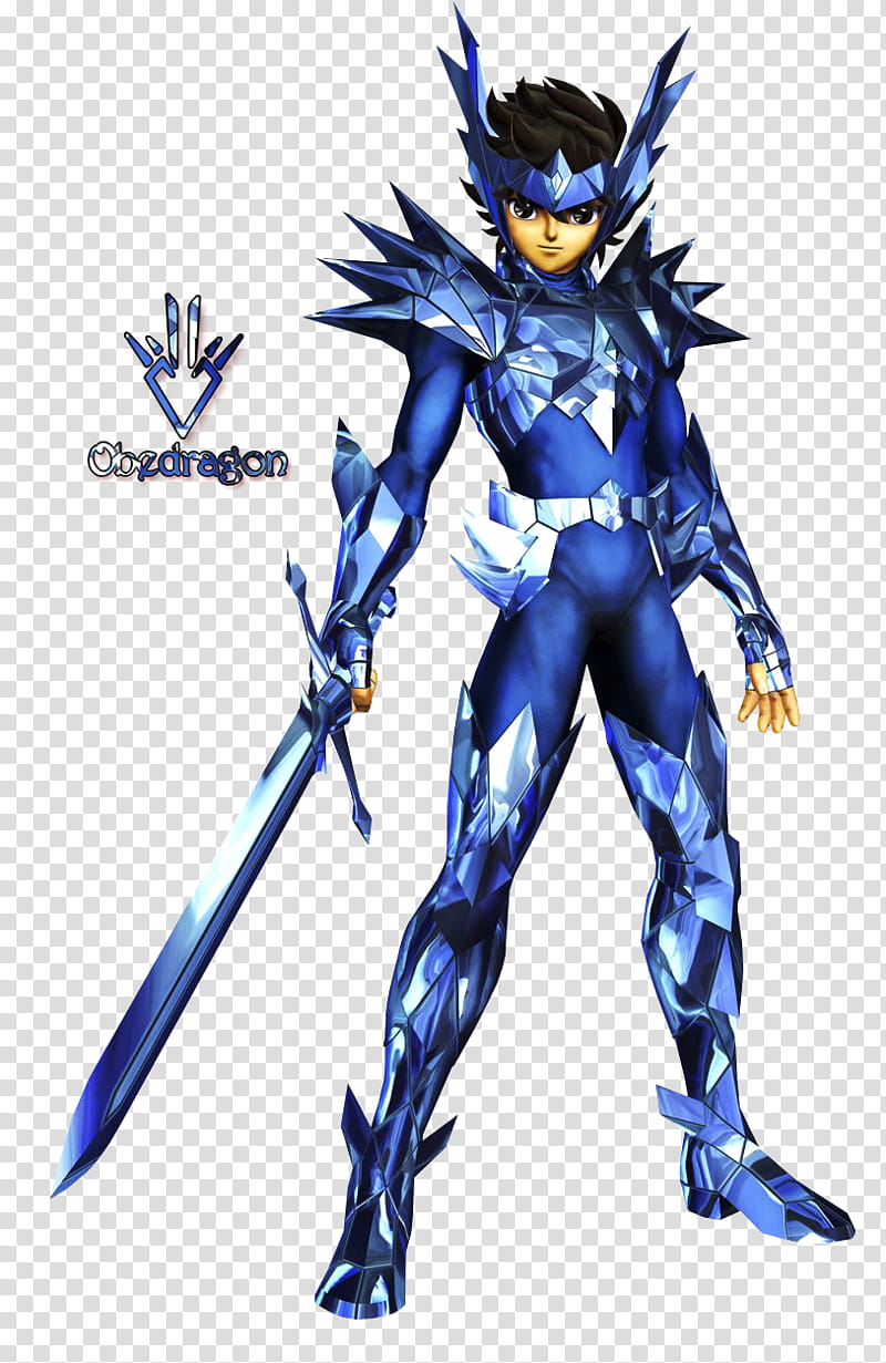 Seiya Armadura Odin Render D Saint Seiya, standing man wearing blue armor holding sword illustration transparent background PNG clipart