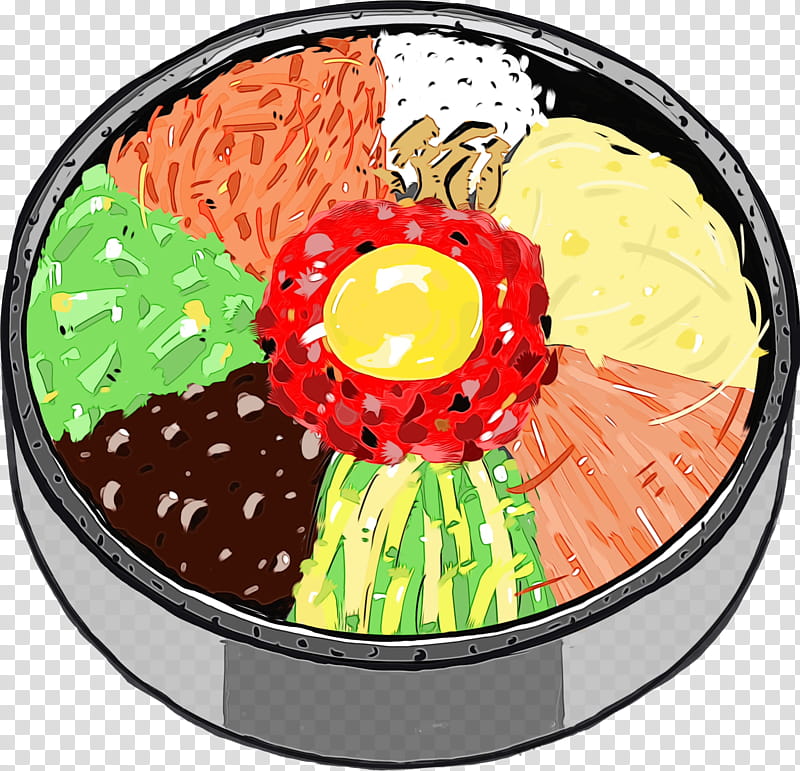 food cuisine dish side dish korean food, Watercolor, Paint, Wet Ink, Games transparent background PNG clipart