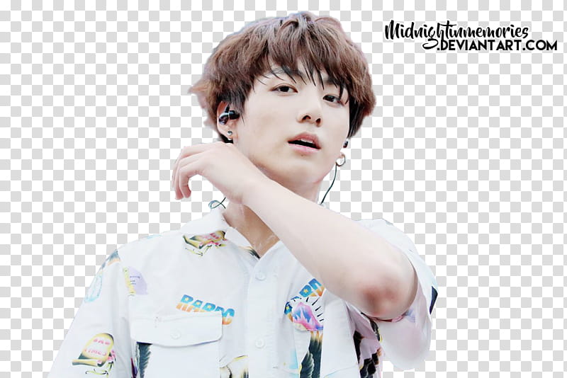 Jungkook , man wearing Bluetooth headset transparent background PNG clipart