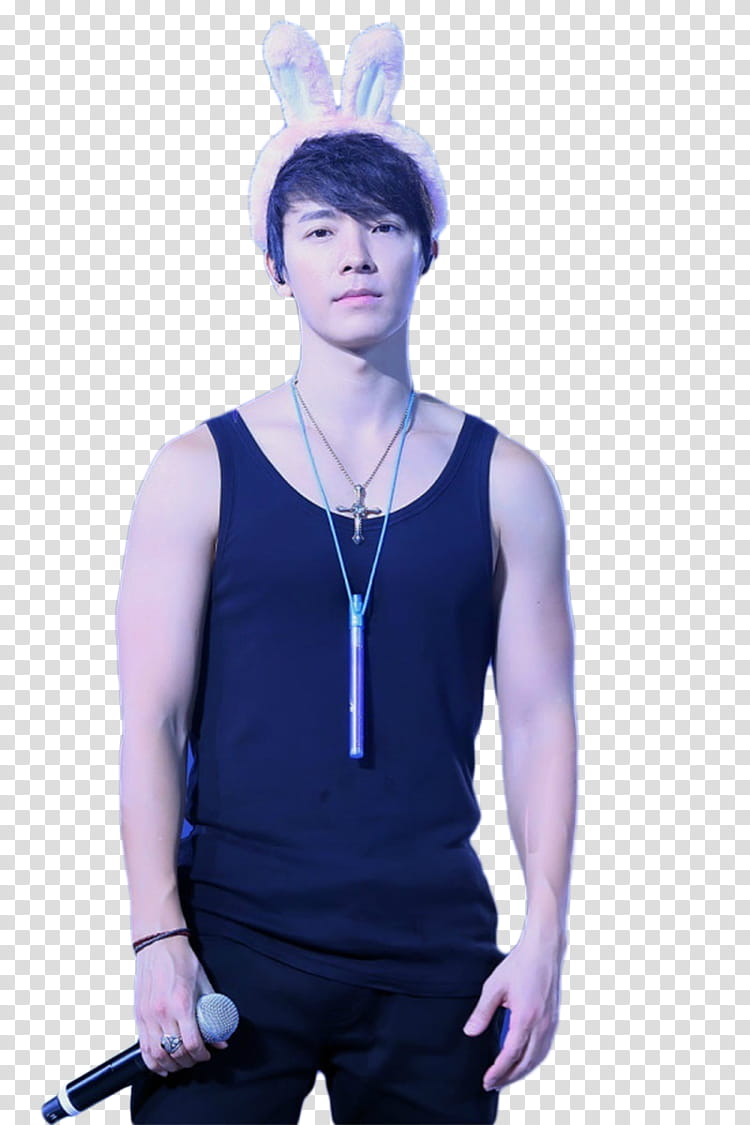 Donghae Super Junior , man wearing black tank top transparent background PNG clipart