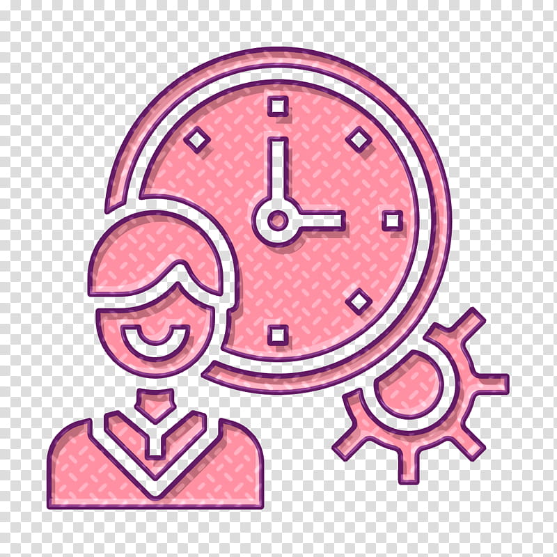 Time management icon Time and date icon Management icon, Pink, Text, Cartoon, Line, Clock, Circle, Line Art transparent background PNG clipart