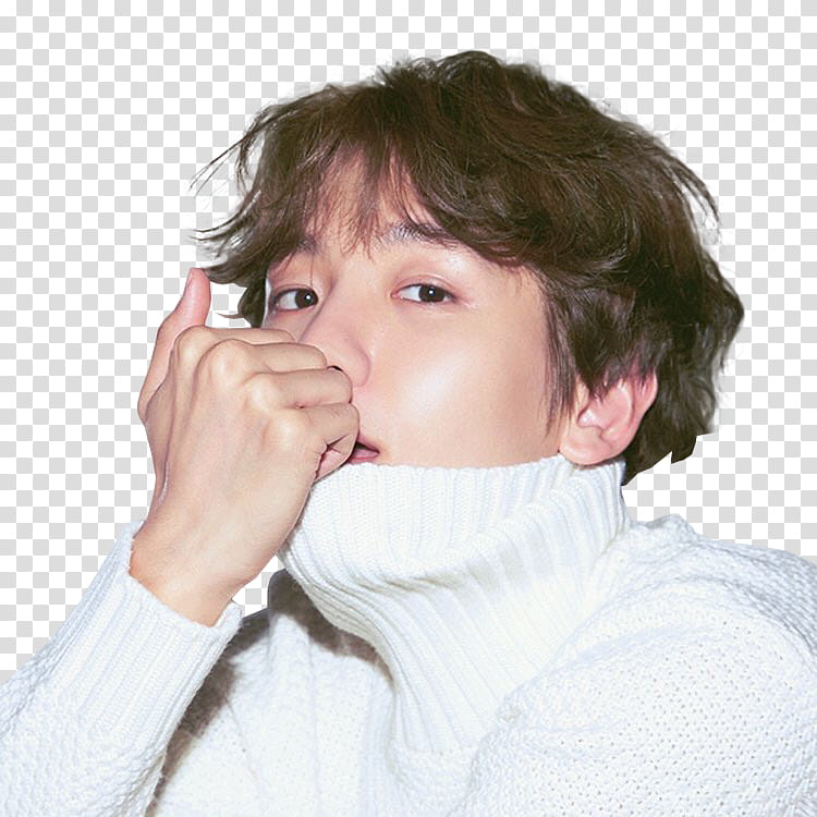 EXO, man wearing white turtleneck sweater transparent background PNG clipart