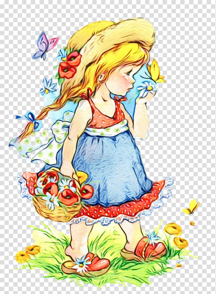 cartoon child art, Watercolor Girl, Little Girl, Cute, Paint, Wet Ink, Cartoon transparent background PNG clipart
